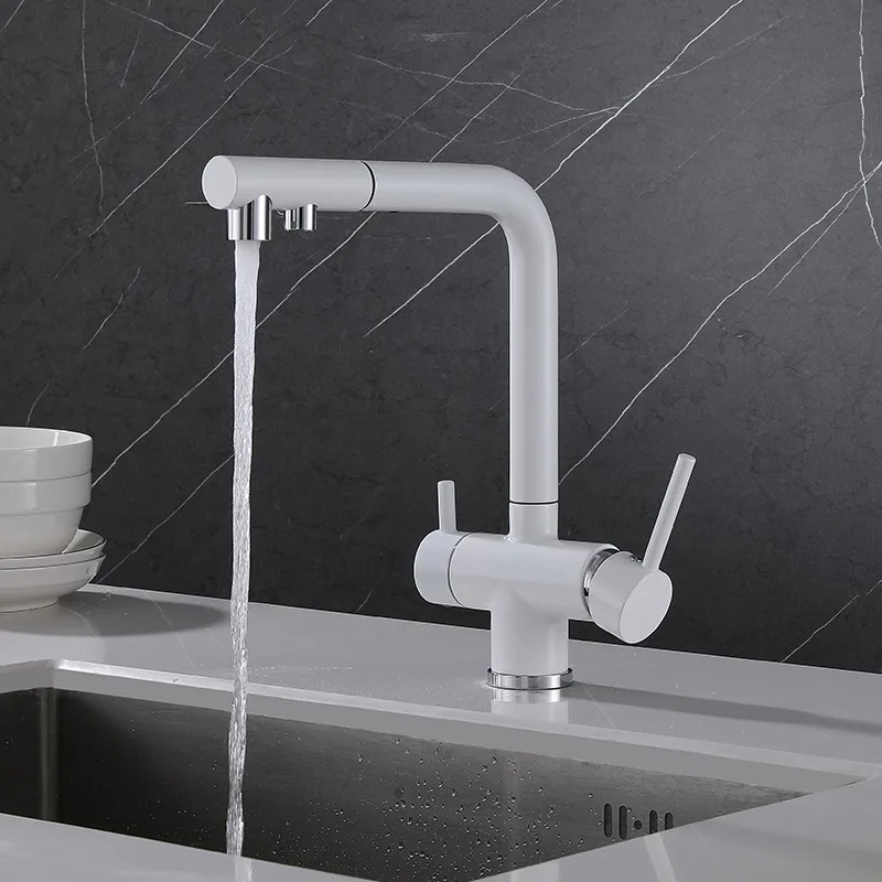 Leadless Gun Grey Kitchen Faucet Pull Down Filter Faucet Water Purifier Tap For Kitchen Bar Sink
