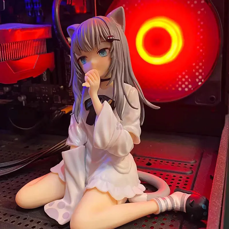 12 センチメートル漫画かわいいキャットウーマン座っている人形モデル手作り美少女セクシーな猫耳ガール箱入りトレンドデスクトップ像装飾品おもちゃ