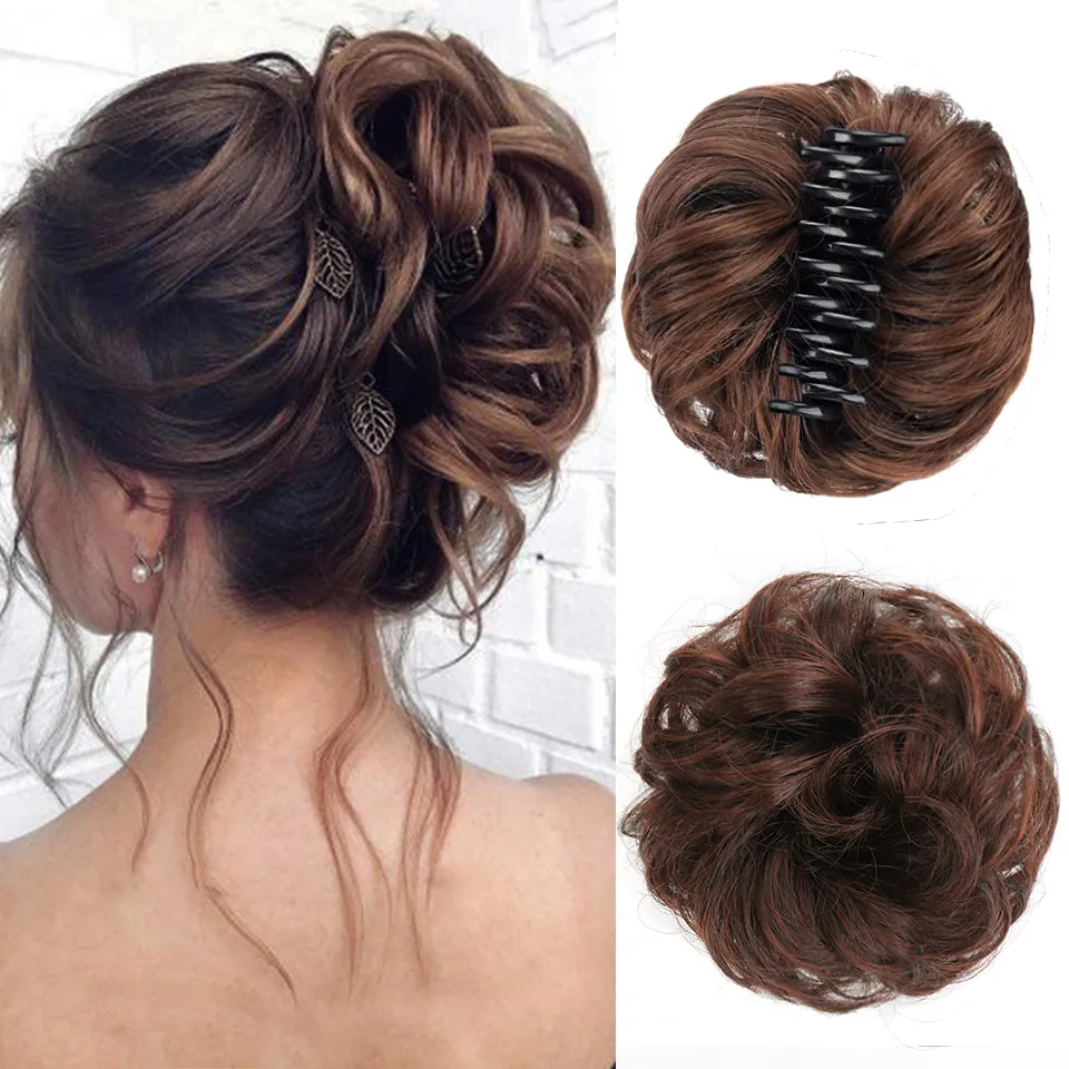 LUPU Synthetische Chignon Messy Bun Claw Clip in Haarstuk Golvend Krullend Haar Broodje Paardenstaart Extensions Chouchou Haarstukken voor Vrouwen - afbeelding 1