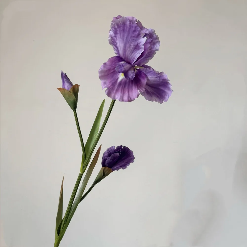 

80cm Artificial Iris Flower Branch Photography Props Multi-scene Faux Floral DIY Accessories Oil Painting Style