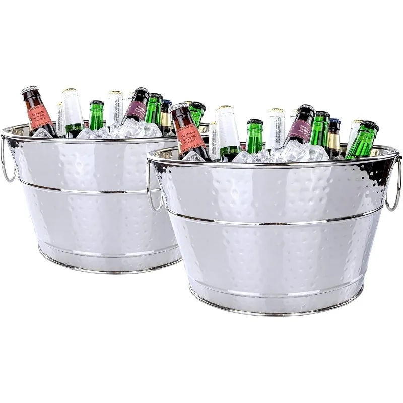 

Set of 2 Stainless Steel Wine Buckets, Large Champagne Bucket (2-Pack), Premium Leak & Rust Resistant, Sealed, Ice