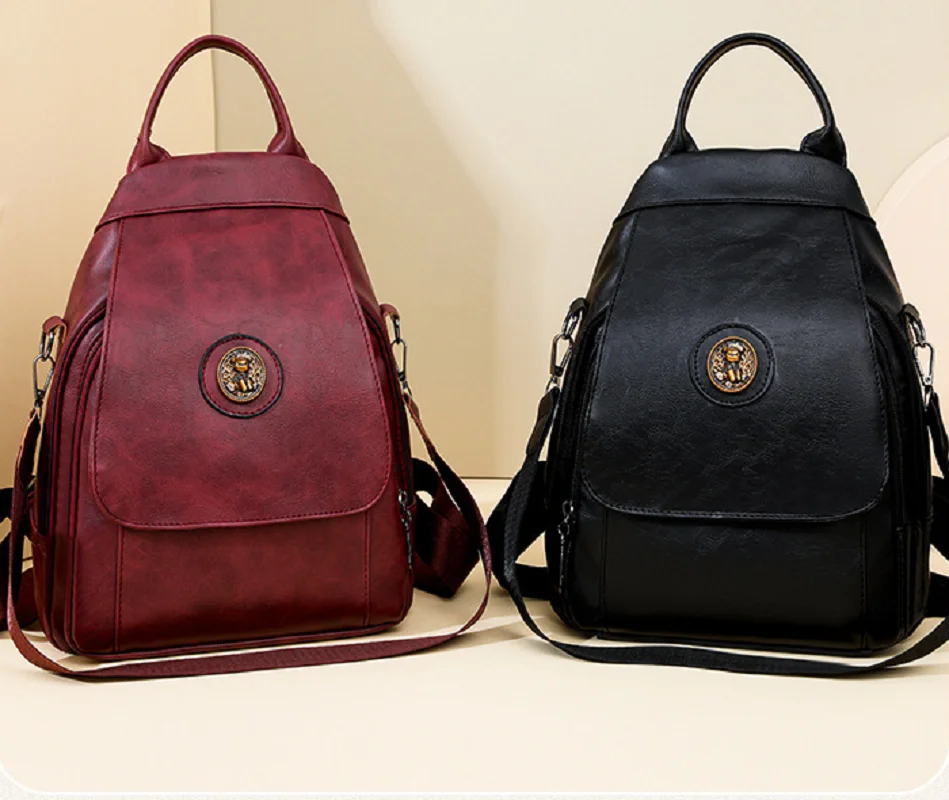 2025 New Women's Fashion Luxury High Quality Leather Backpacks Vintage Casual Large Capacity Shoulder Bags Totes Crossbody Bag