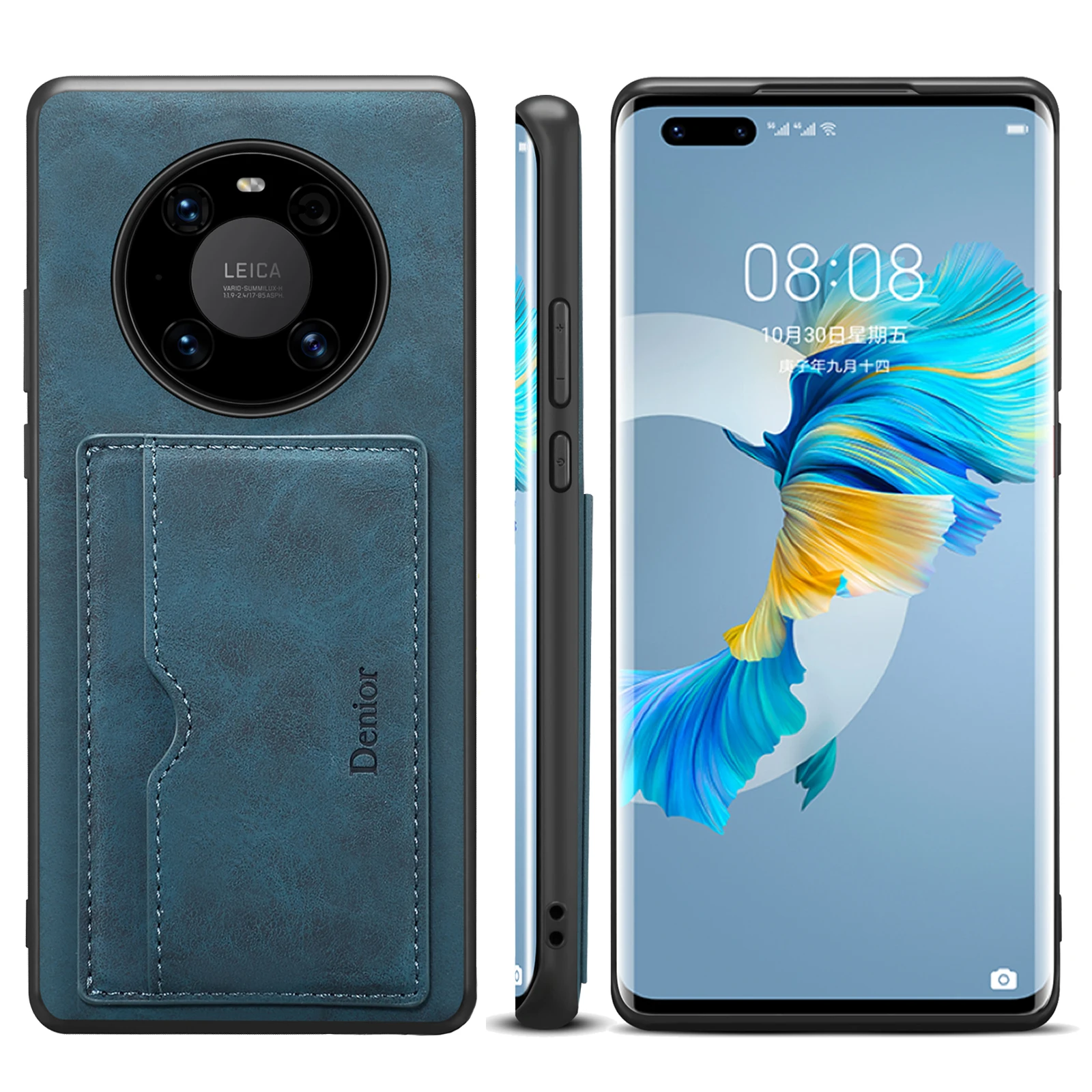 

Модный чехол-накладка из искусственной кожи для Huawei Mate 60 50 40 30 Mate60 Mate50 Pro Plus, чехол для телефона с отверстием для карт и подставкой