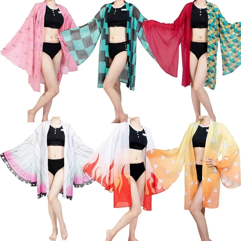 Deadslayer Shinobu kofor Cosplay Costume swimsuit kimetsu no Yaiba kimono Agatsuma zenitsu bikini beach anime Summer Set