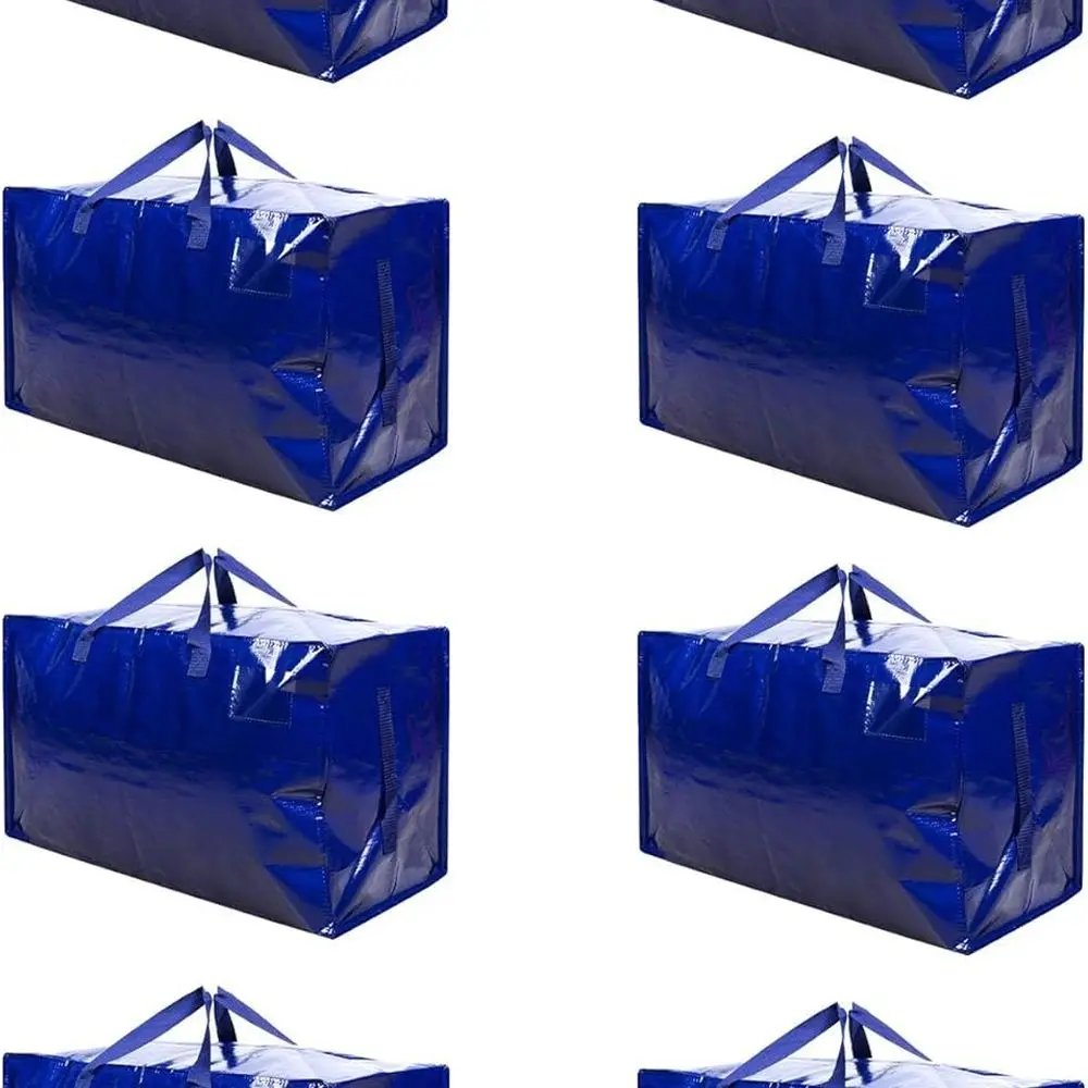 

Сверхпрочные синие сумки для хранения вещей из 8 предметов с крышками: идеально подходят для переезда и колледжа, альтернатива в коробках