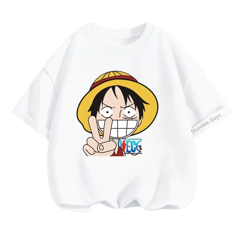 New Anime One Pieces Tshirt Kids Boys Clothes Girls Luffy T Shirt Boy Clothing Zorro T-shirt Summer Teen Short Sleeve Tops Tees