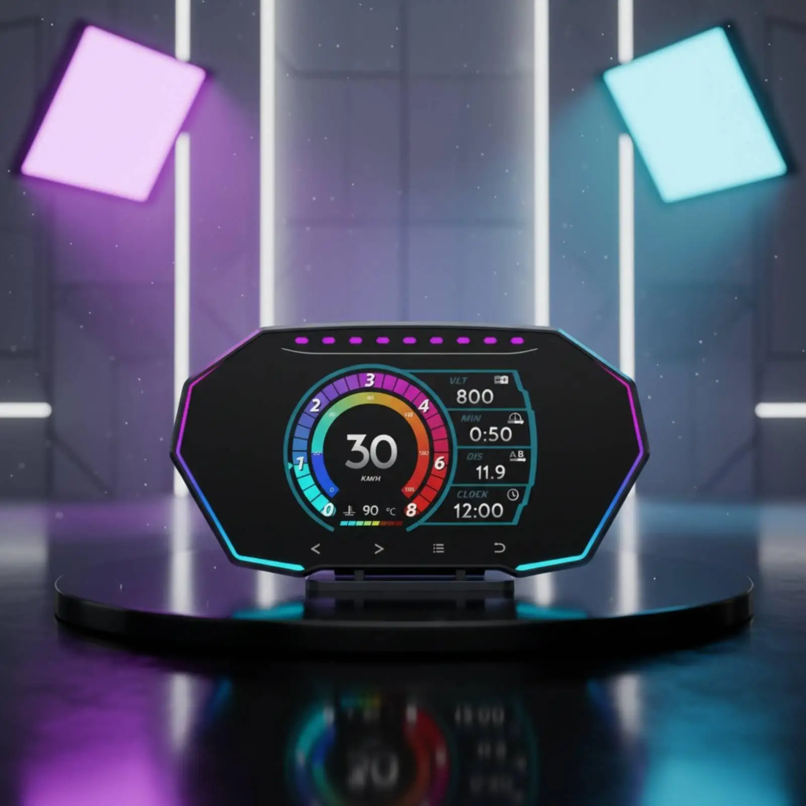 Car Data Interface HUD Display with Speed Altitude and Pitch Roll for Universal OBD Use