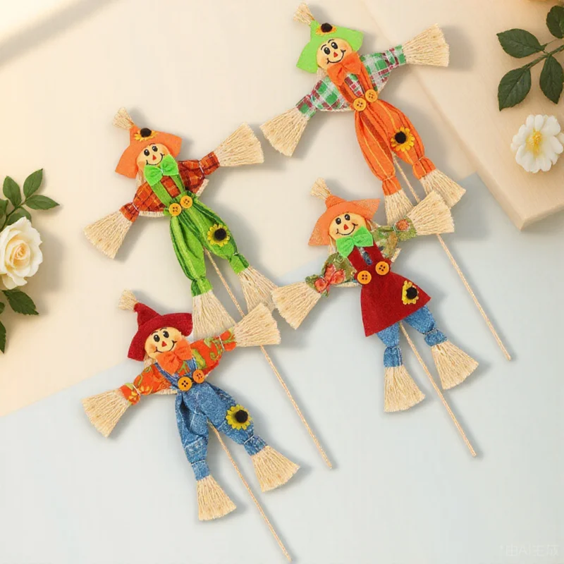 

4Pcs Pumpkin Scarecrow Decor Adorable Garden Scarecrow for Outdoor Lawn Yard Decoration Halloween Thanksgiving Party Ornament