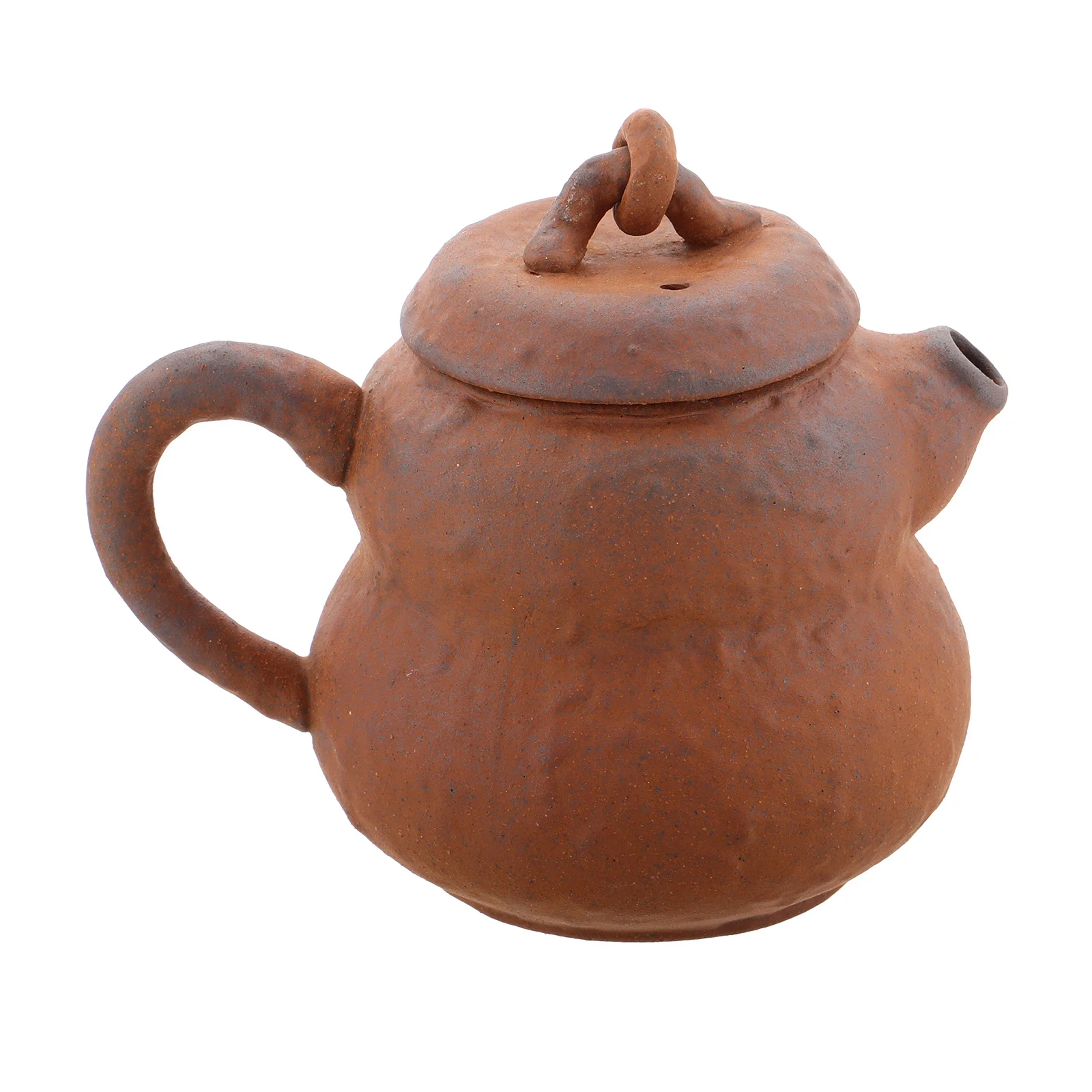 

Chinese Gourd Style Tea Pot Handmade Coarse Pottery Vintage Small Teapot for Tea Lovers Decorative Use Hand Made Teapot