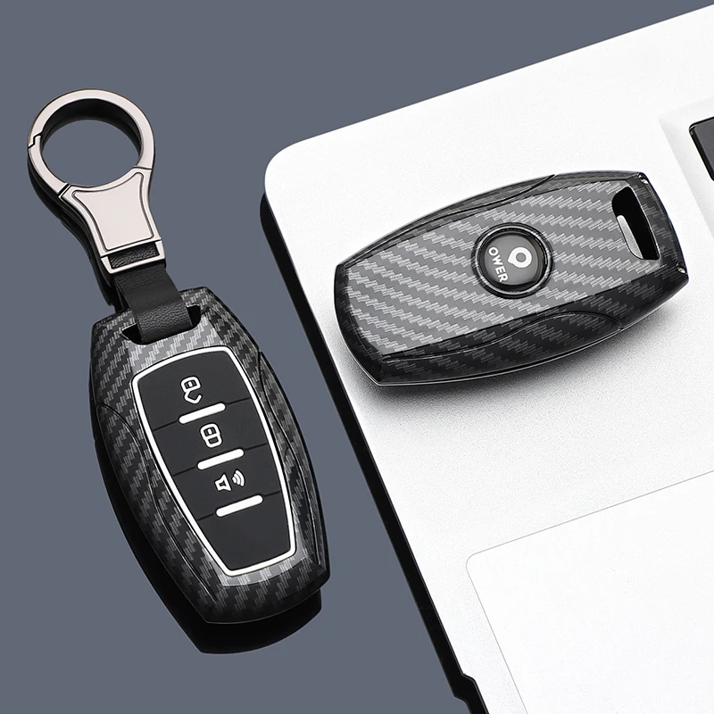 

new Hover Keychain Shell ABS Carbon Fiber Car Remote Key Case Cover Fob For Great Wall Cannon GWM POWER H6 P Series M4
