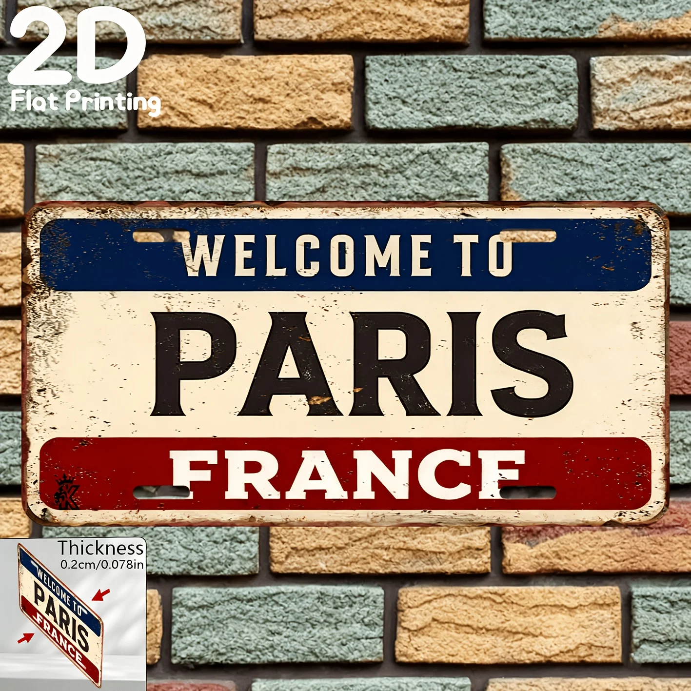 2D-Flach, 1 Stk. 2D-Flachposter, 2D-Flachdruck, 1 Stk., Vintage-Schild, dekoratives Schild  Ornament (15,24 cm x 30,48 cm), P
