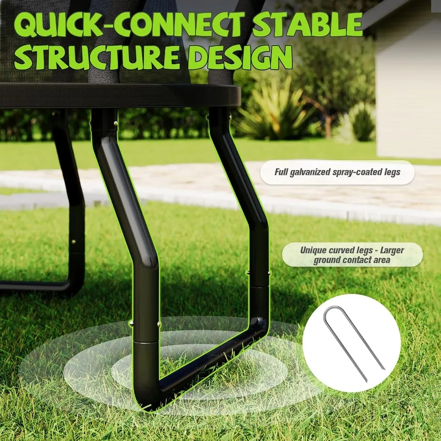 8FT 10FT 12FT 14FT 15FT 16FT ترامبولين خارجي مع شبكة وسلم للبالغين تصميم إطار توصيل سريع آمن إعادة #5