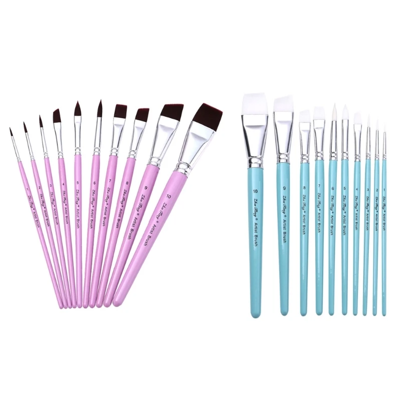 

10x Paint Brush Set Oil Painting Brushes Watercolor Paint Brush Nylon Hair Paint Brushes Detail Paint Brush for Face