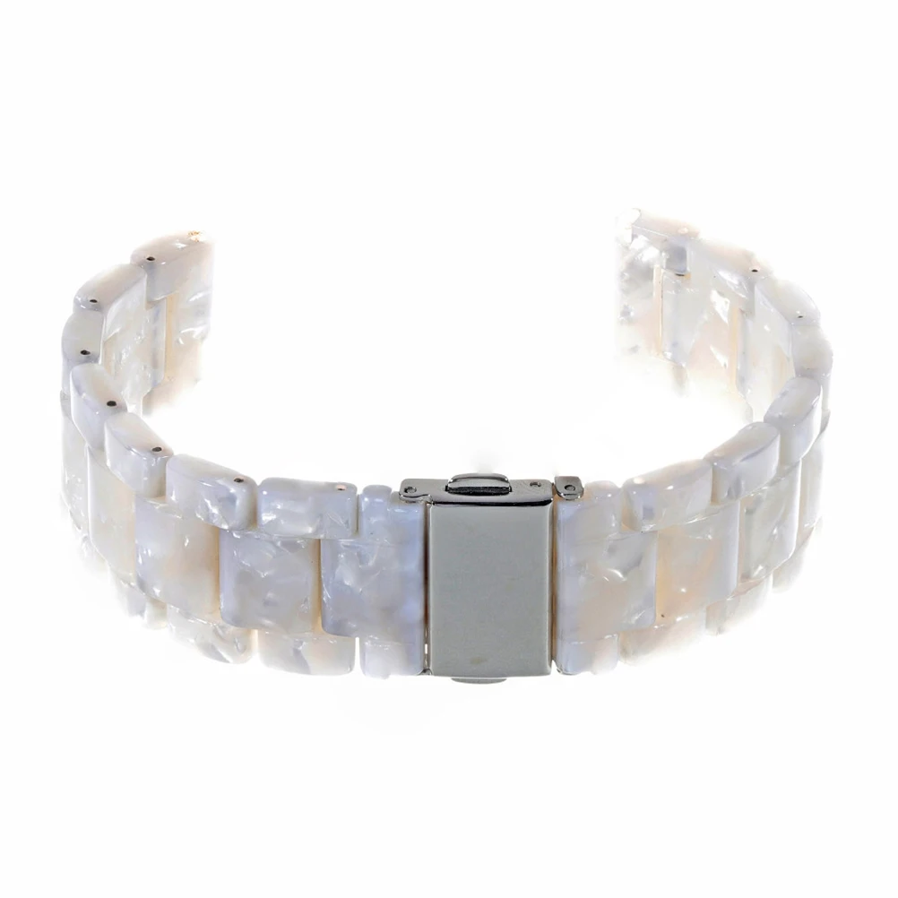 

2Cm Wide Resin Watchband White Flowers Adjustable Quick Release For Smartwatch Durable Replacement Band Phone Accessories
