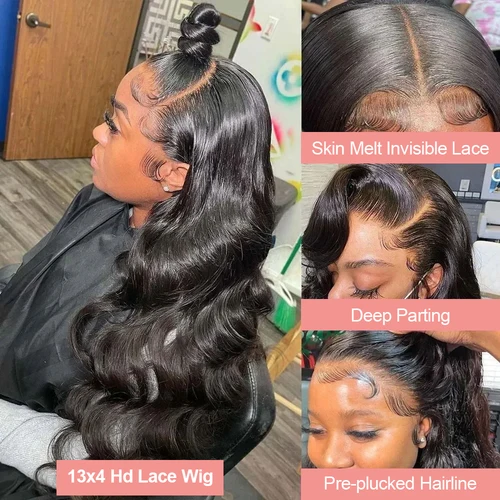 Imagen 2 del producto Peluca con malla Frontal ondulada de 250 de densidad, 13x4, 13x6, 40 pulgadas, 5x5, peluca con cierre de encaje, peluca Frontal de encaje de cabello humano transparente sin brillo, venta