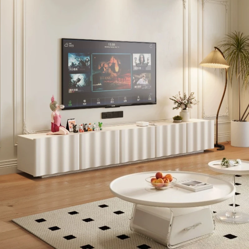 *Modern Luxury Wave cream style TV cabinet French Home solid wood living room mueble floor tv stand panel cabinets furniture