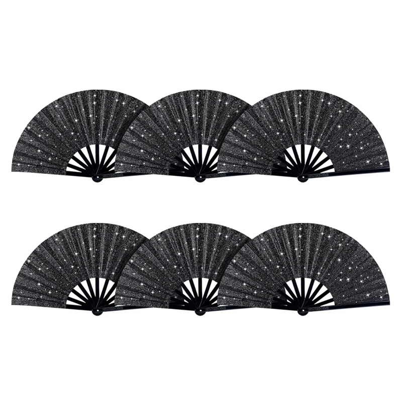 

6Pcs Hand Fan Folding Handheld Fan Vintage Retro Chinese Folding Fan For Women Mens Club Party Performance Decoration Durable