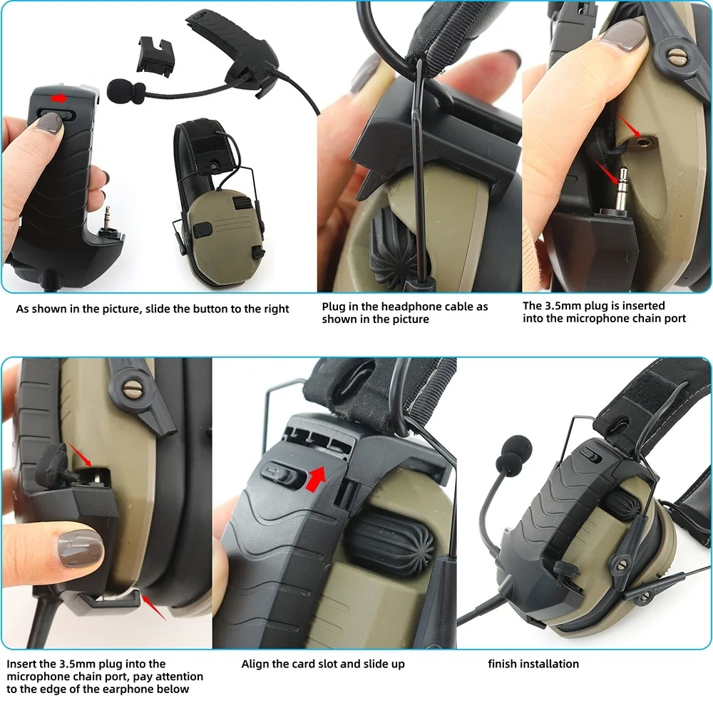 Externes Mikrofon-Set für Walkerazor, elektronische Ohrenschützer, taktisches Headset, Rauschunterdrückung, Airsoft-Schießen, Jagd-Headset-Adapte