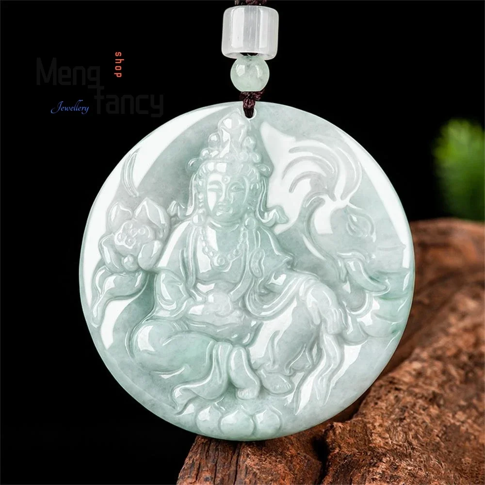 

Natural Myanmar A-goods Jadeite Guanyin Puxian Bodhisattva Glutinous Seed Jade Pendant Exquisite Handicraft Fashion Fine Jewelry