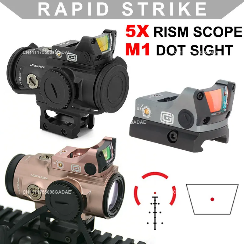 

SPIT HD Gen II 5X Prism Scope&Grace M1 3 MOA Red Dot Sight AR-BDC4 Tactical Rifle Optic Sight for 20MM Picatinny Rail Mount