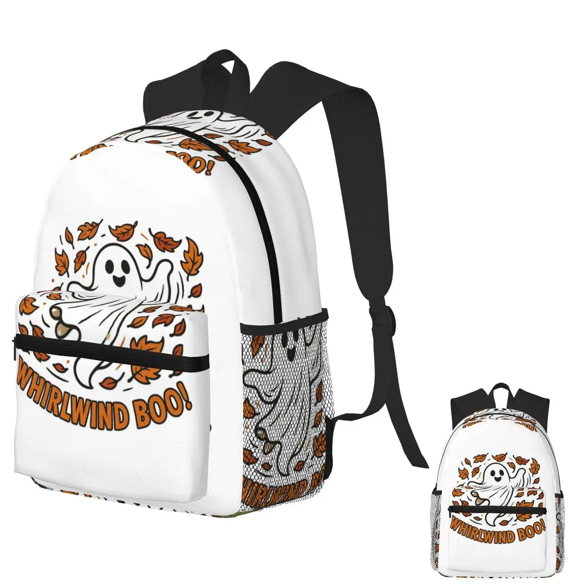 

Whirlwind Boo Spinning Ghost In Fall Leaves Student Backpack School Bag Daypack for Boys Girls Fashion Bookbag Shoulder Bags