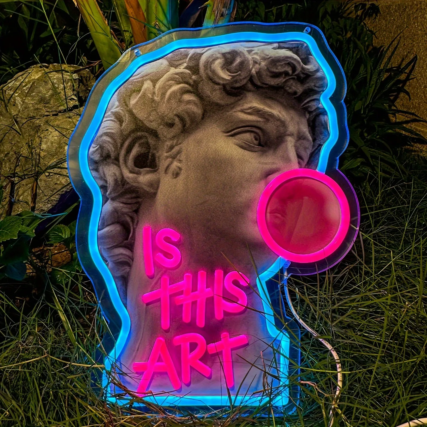 

Michelangelo David UV Printed Neon LED Wall Art USB Powered Dimmable Be used for Home Bar Party Creative Decor
