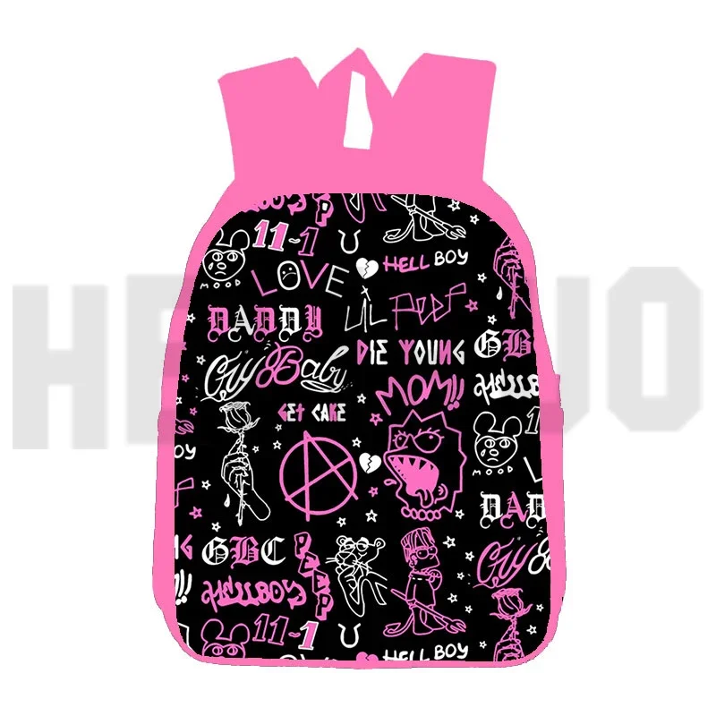 Lil Peep 3D Backpacks for Girls Elementary Primary School Bags 12/16 Inch Rapper Lil Peep Book Bag Zipper Anime Crossbody Women