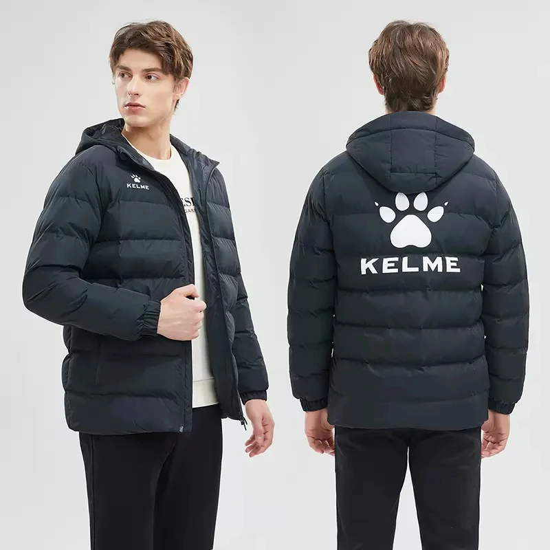 KELME Männer Winter Jacke Lange Feste Sport Training Mantel Mantel Outrwear Warme Baumwolle Gepolsterte Wintermantel Männer Frauen 9261MF1015
