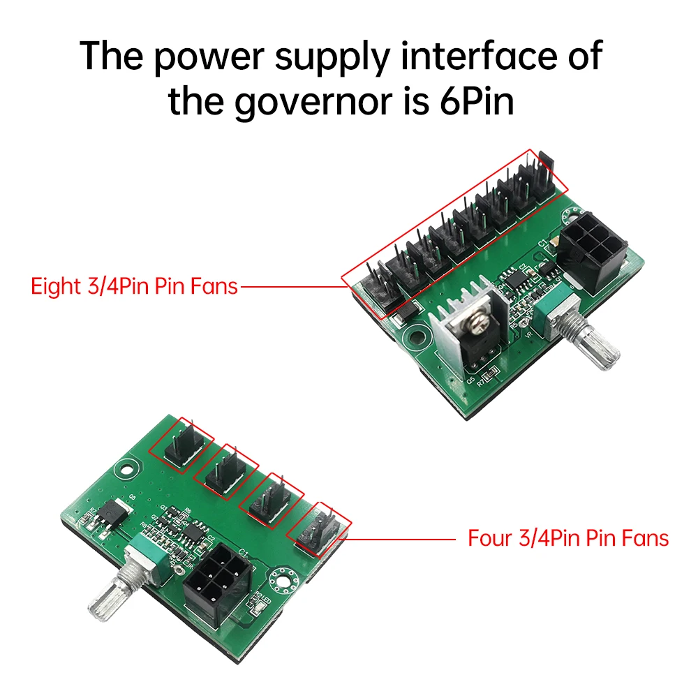 4/8 Way 3-Pin 4-Pin Case Fan Speed Controller 12V 13A 6-Pin Power Port Computer Case Cooling Fan Controller Motor Controller