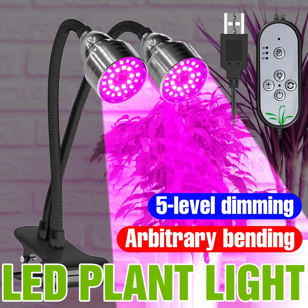 

Full Spectrum LED Plant Lamp USB Indoor Grow Light 5V Greenhouse Hydroponic System Flower Seedings Vegs Planting Fill Lighting