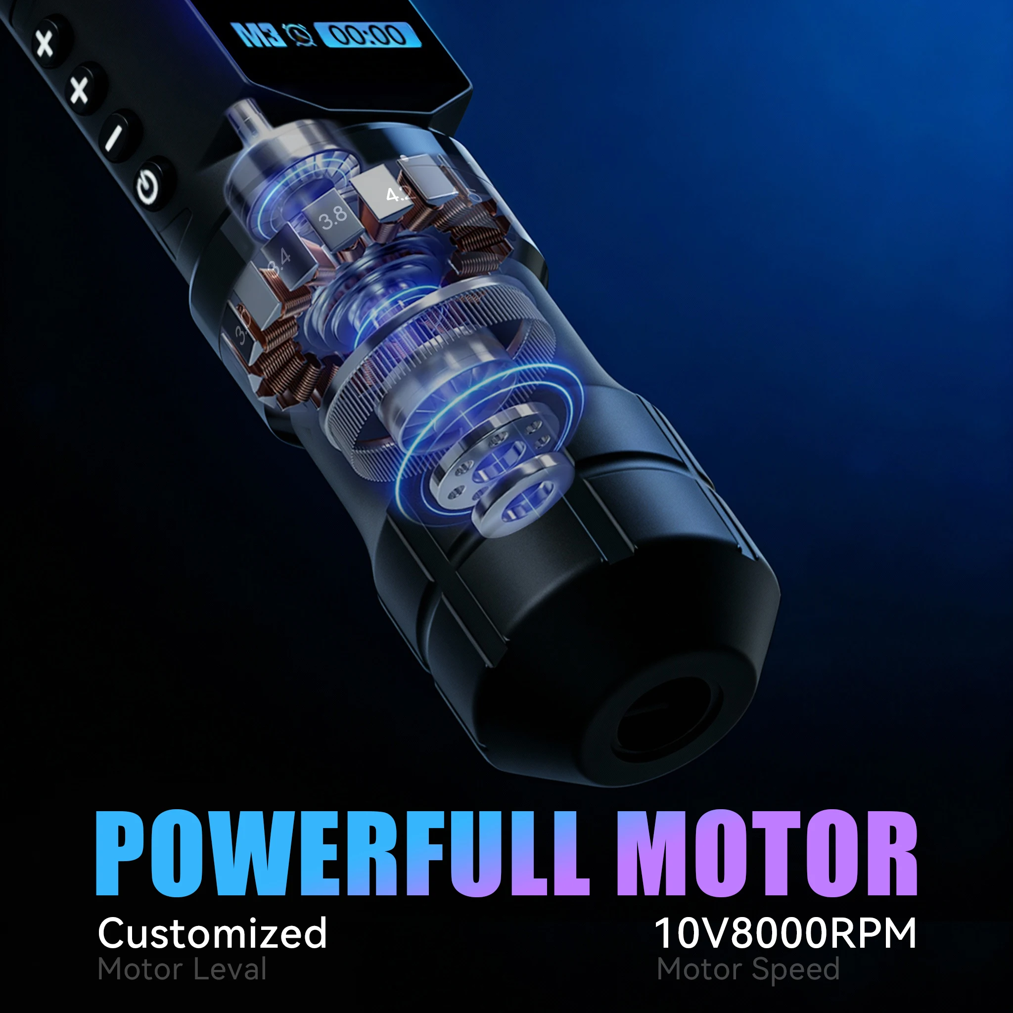 Tattoo Machine Kits Adjustable Coreless Motor Wireless Tattoo Pen 2.3mm-4.5mm Stroke with Transfer Paper Tattoo Cartridge Kit