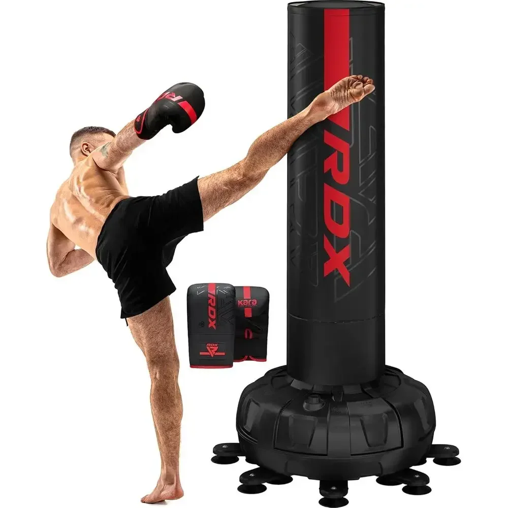72 Heavy Duty 330LB Freestanding Punching Bag with Cover, Gloves, and Suction Cup Base for Home Gym Boxing