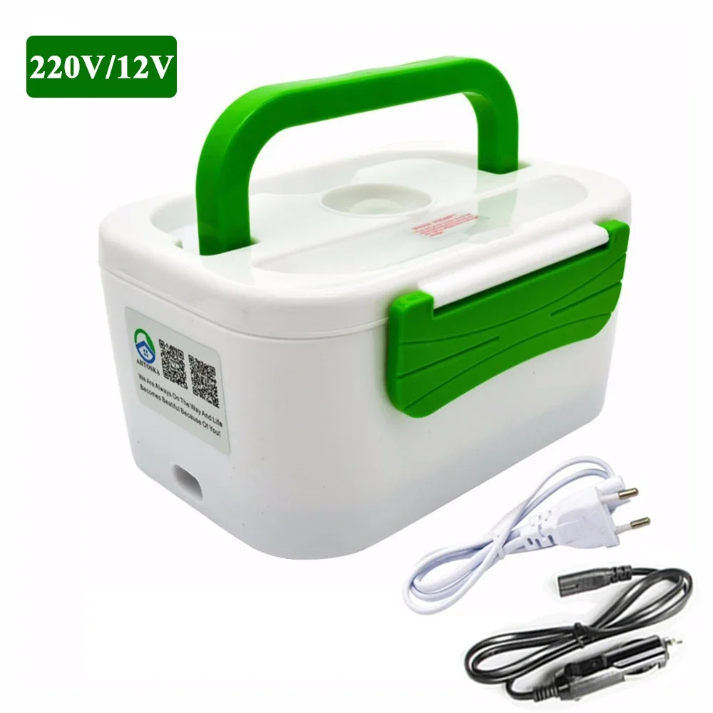 Electric Heating Lunch Boxes for Home and Car, Food Container, Portable Dish Bento Box, Spoons or Chopsticks Lunch Box, 12V, 220