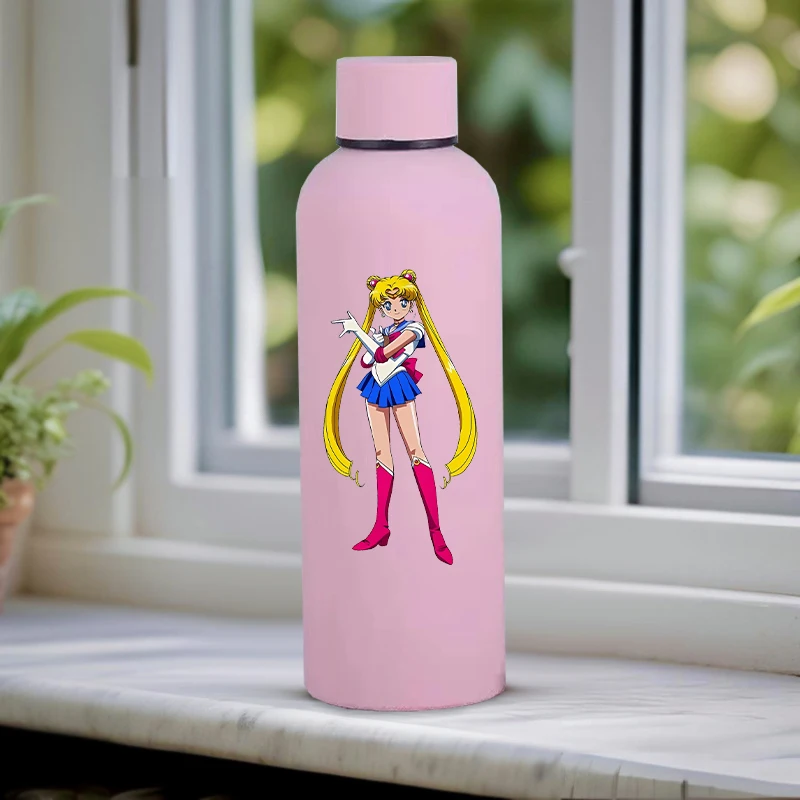 

500ml Cute Sailores Moon Stainless Steel Vacuum Flask Fashion Jugs Cartoon Printed Water Bottle Anime Girls Birthday Gift Kettle