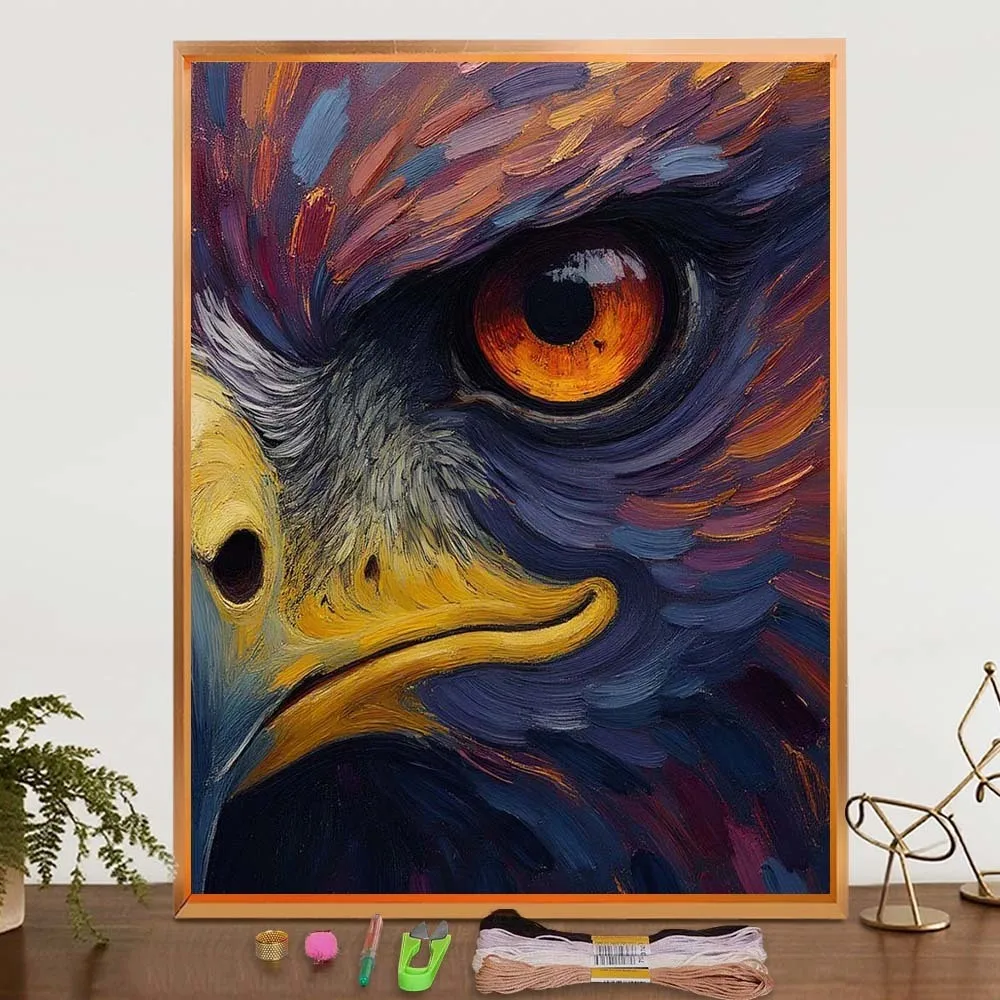 

100% Cotton Thread Embroidery Kit / Animal Eagle Full Printed Canvas Embroidery Art Of Cross Stitch Kits / Embroid Wall Decor