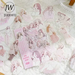 JIANWU White Lover Series Literary Character Material Collage PET Sticker Creative DIY Journal Scrapbooking Stationery