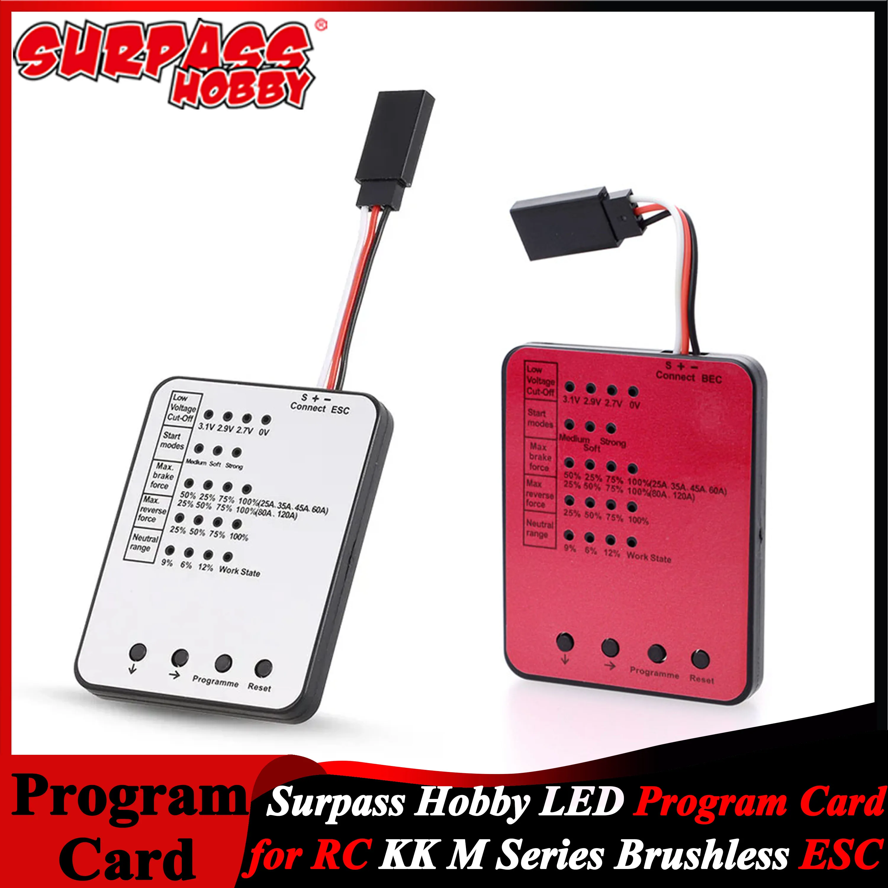 Tarjeta de programación LED Surpass Hobby para coche RC KK M Series 25A 35A 45A 60A 80A 120A ESC controlador electrónico de velocidad sin escobillas