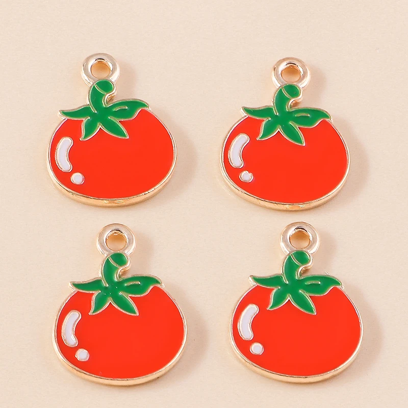 20 Stück 13x17mm süße Lebensmittel Charms Emaille Tomaten Charms für Schmuckherstellung Ohrringe Anhänger Halsketten Armbänder DIY Bastelbedarf – Detail 4