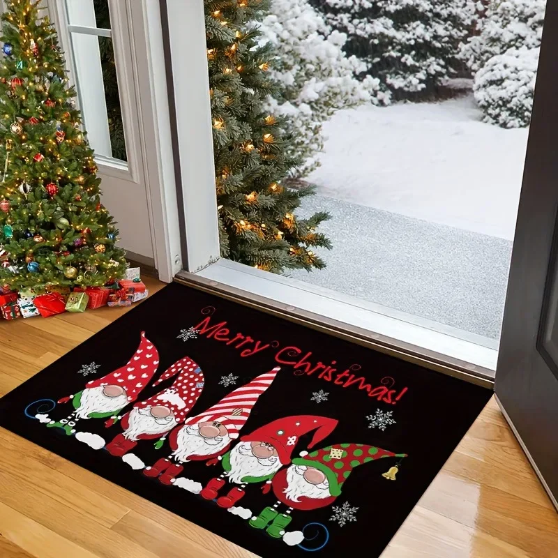 Christmas Dwarf Pattern Felt Door Mat Indoor Polyester Anti Slip Rug Christmas Decoration Living Room Beautiful Entrance Carpet