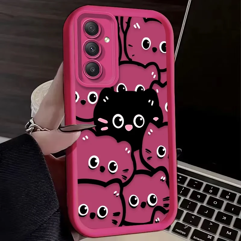 かわいい猫のハート型の足跡付きスマホケース、Samsung Galaxy A14 A15 5G S21 S22 S23 S24 S25 5G FE Plus Ultra A25 A35 A52 A53 A54 A55 5G対応