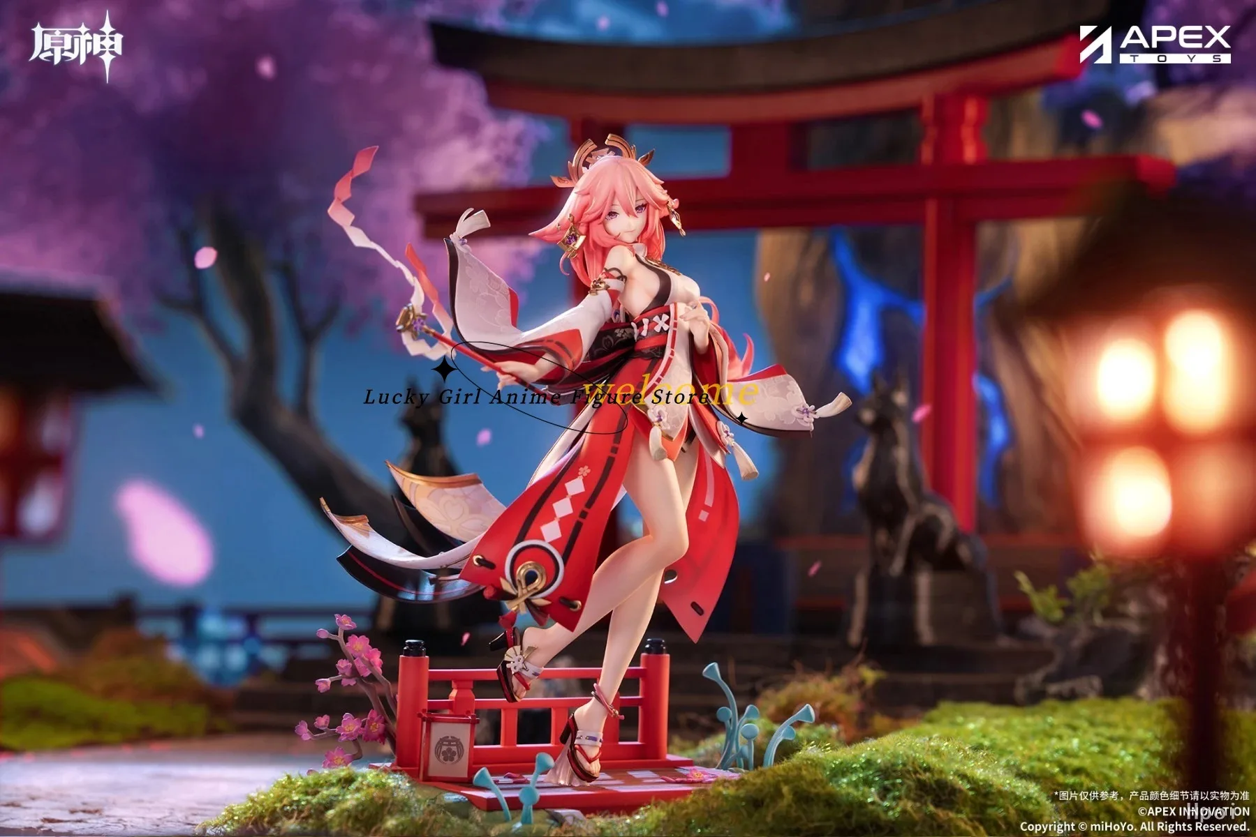 In Stock Original APEX-TOYS Mihoyo Genshin Yae Miko Astute Amusement Ver Figure 28CM Model Gift Toys Cute