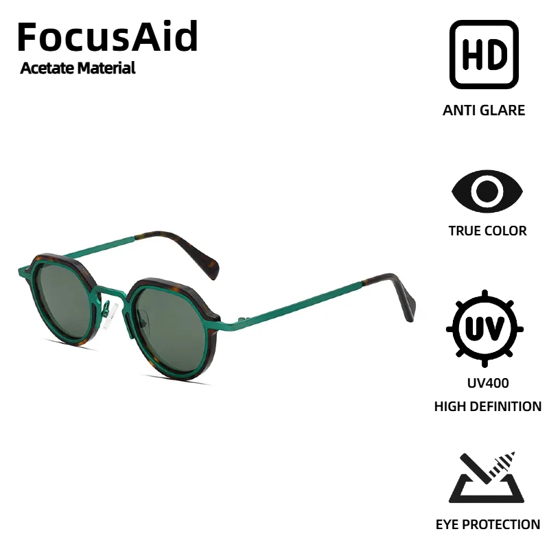 

FocusAid Fashion Retro Metal Punk Sunglasses Women Men Luxury Brand Designer Sunglasses UV400 Colored Nylon Lenses Anti-Glare