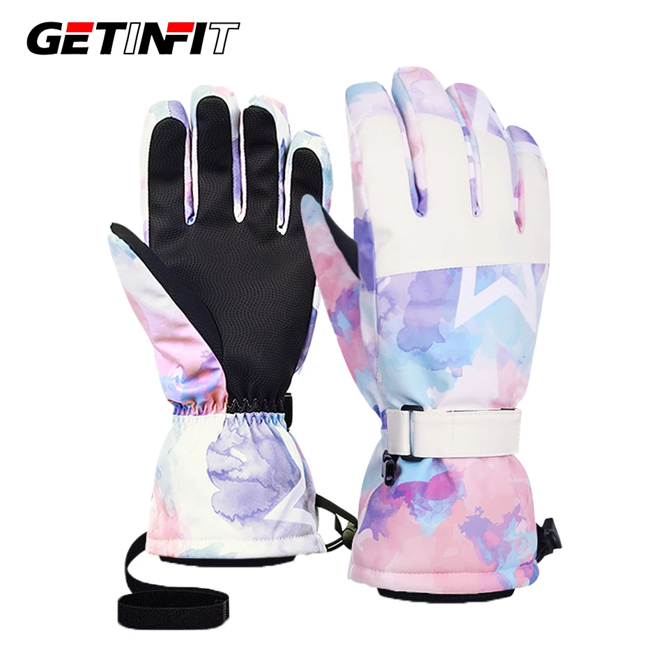 GETINFIT Ski Gloves Men Women Winter Warm Cycling Sports Touch Screen Five Fingers Outdoor Gloves Cotton Waterproof Anti-slip