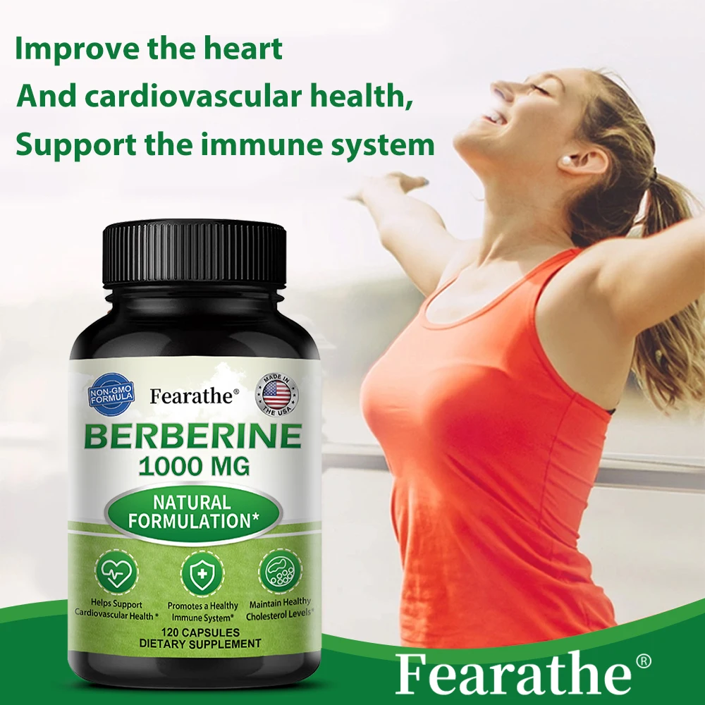 

Berberine Capsules 1000mg - Cardiovascular and Digestive Health,Balance Liver Health Digestion,Non-GMO, 120 Capsules