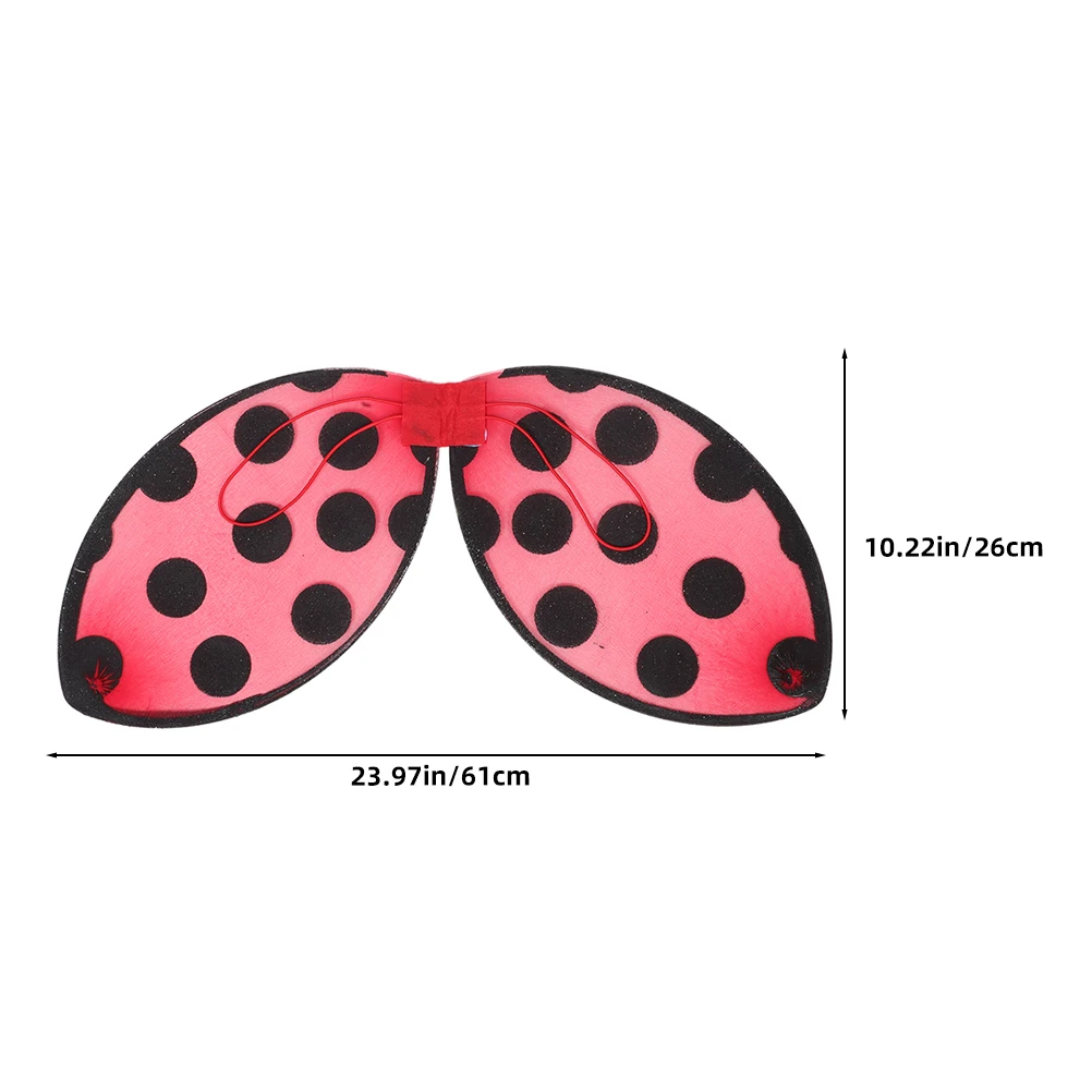 2 Pcs Halloween Ladybug Wing Kids Dress up Costumes Accessories Insect Cosplay Fairy Wings Prop for Girls Dress up Accessories