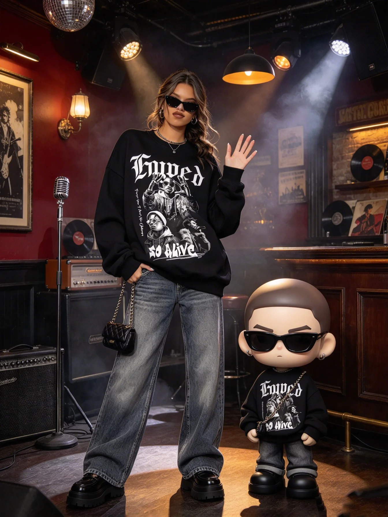 Women's Long Sleeved Sweatshirt Casual round Neck Print Top Comfortable Portrait Letter Design