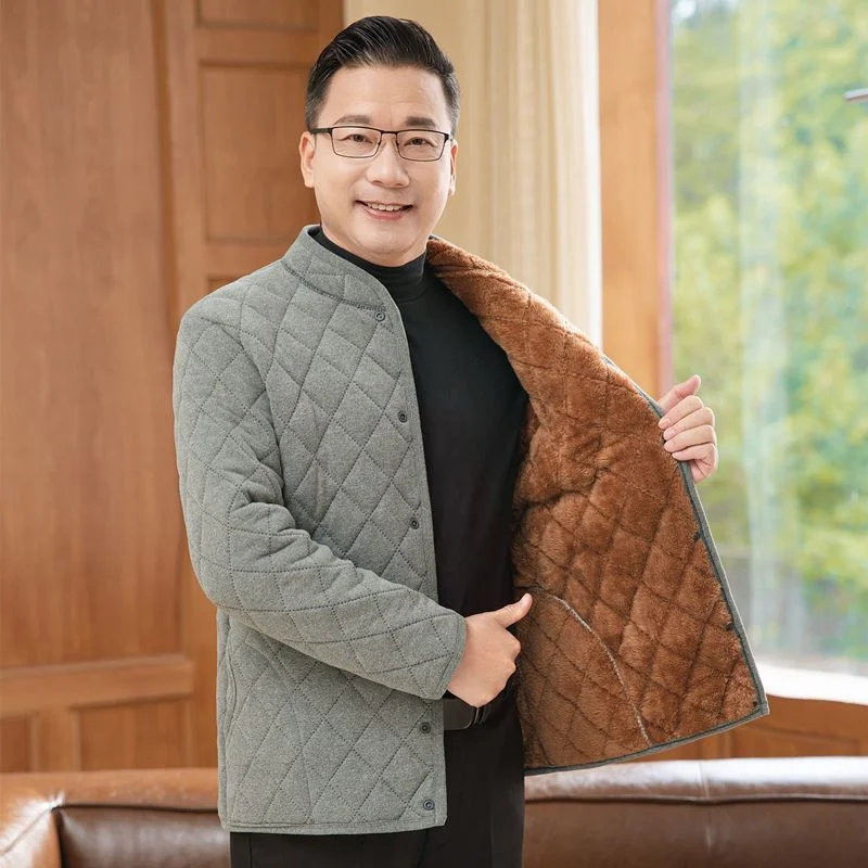 Vestes d'hiver rembourrées en coton pour personnes âgées d'âge moyen, vestes chaudes et épaisses en velours rembourré en coton pour hommes, résistantes au froid