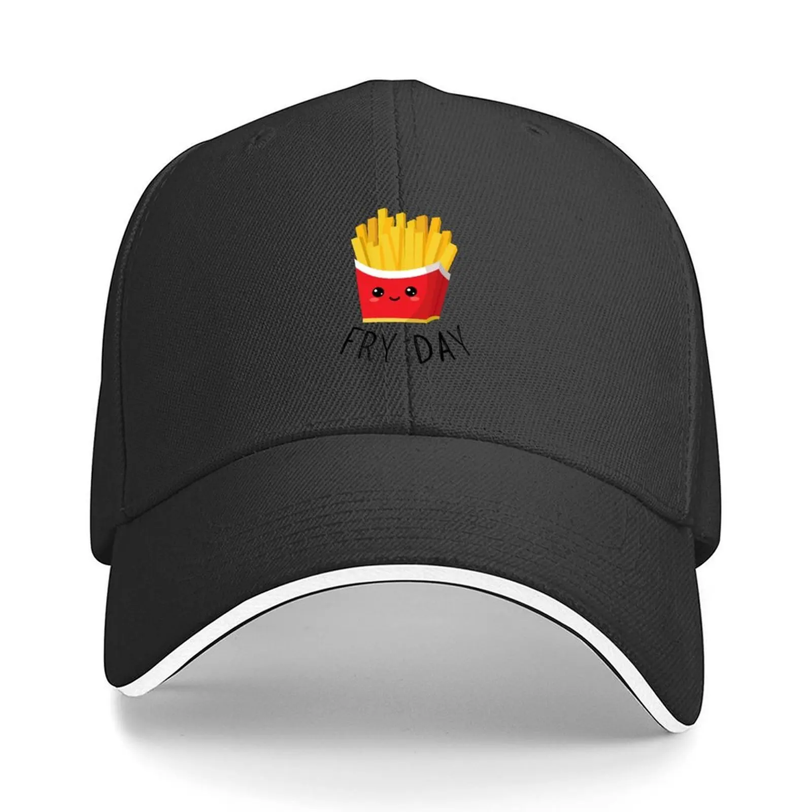 

Friday Pun, Funny Days of the Week, Fry Day, French Fries Smiling Baseball Cap Fishing cap Brand Man cap Caps Women Men's