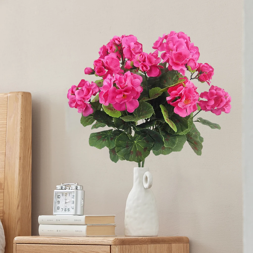 2/4 Stück 12,6 Zoll Künstliche Pflanze Seiden-Begonien-Blume Geranien UV-Beständig Vliesstoff Kunstblumen für Garten Bonsai Blumendekoration – Detail 8