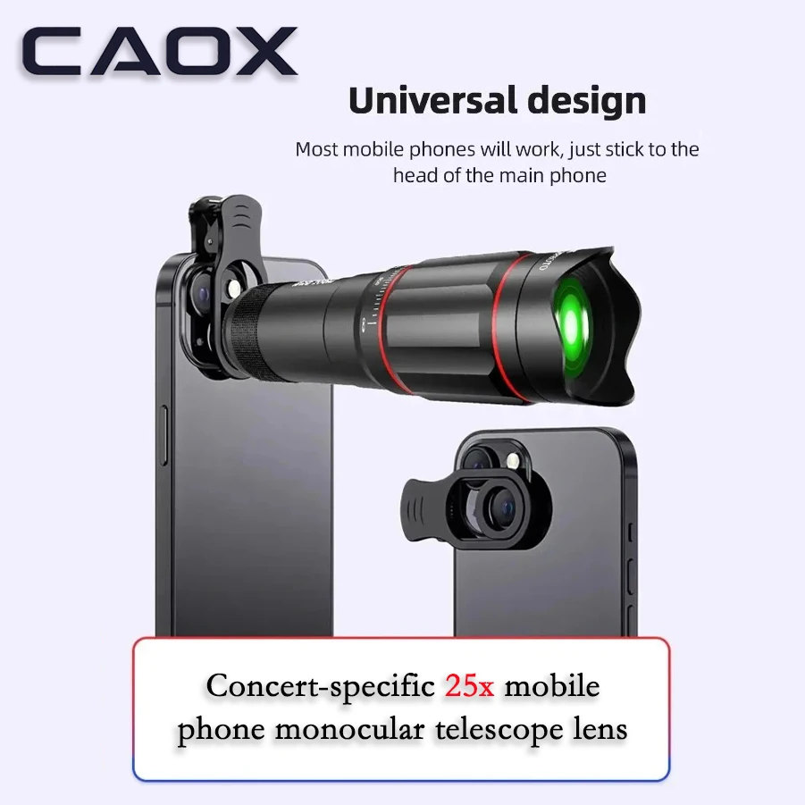 CAOX concert smartphone telephoto lens kit, portable tripod, high zoom, suitable for competitions and outdoor bird watching